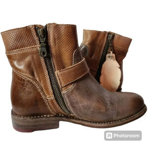 Bed|Stu Becca Rustic brown leather Ankle Boots booties Womens Sz 6 NWOB handmade